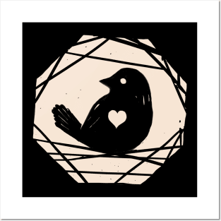 Bird Sparrow With Heart Bird Lover Gift Posters and Art